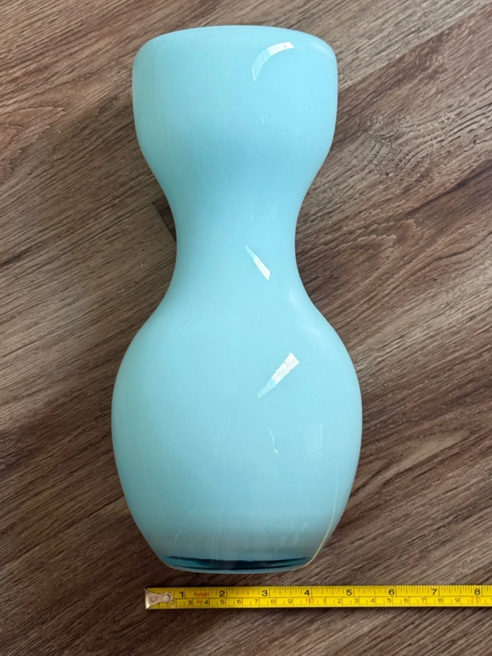 Crate & Barrel Karma Blue Art Glass Hourglass-Shaped Vase